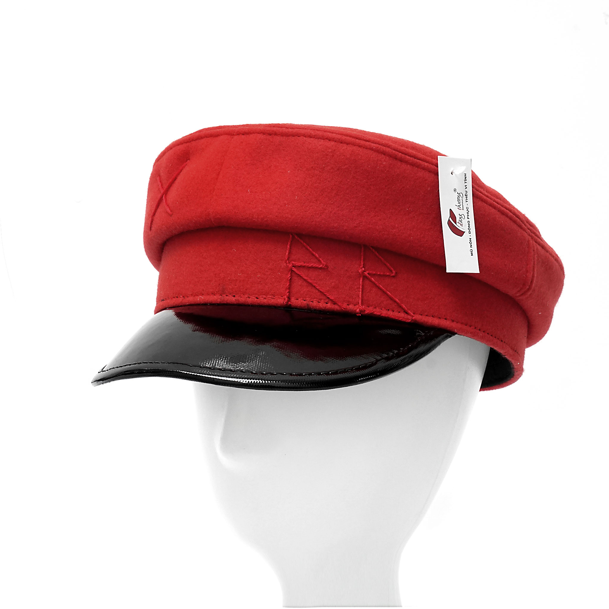 Mũ nón baker boy vintage thêu rb ruslan baginskiy màu đỏ xám