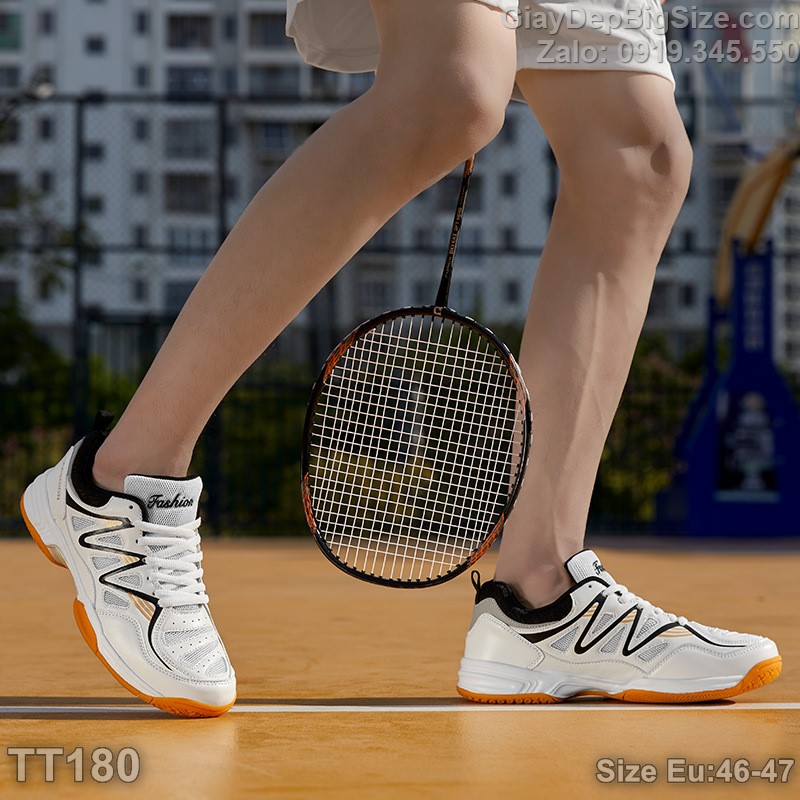 Giày chơi cầu lông tennis cỡ lớn 45 46 47 48 cho nam cao to chân ú bè. Big size badminton shoes for wide feet - TT180