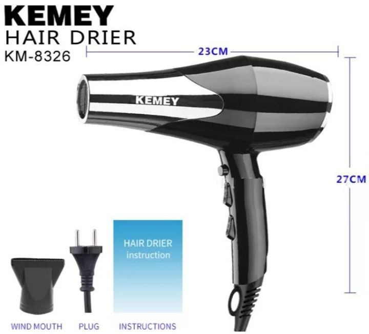 Máy sấy tóc nóng lạnh KEMEY KM 8326 - Công suất 3000W