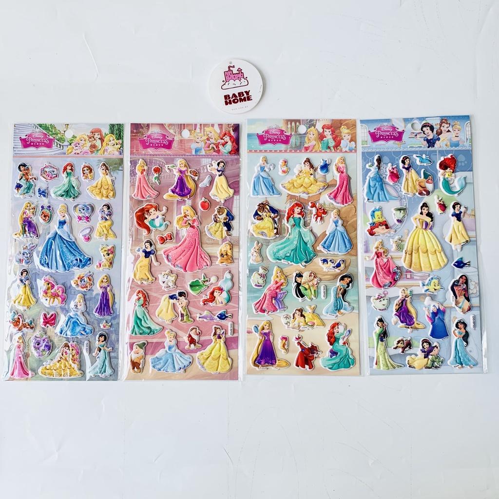 Sticker 3D Công chúa Disney hình dán trang trí nổi cho bé