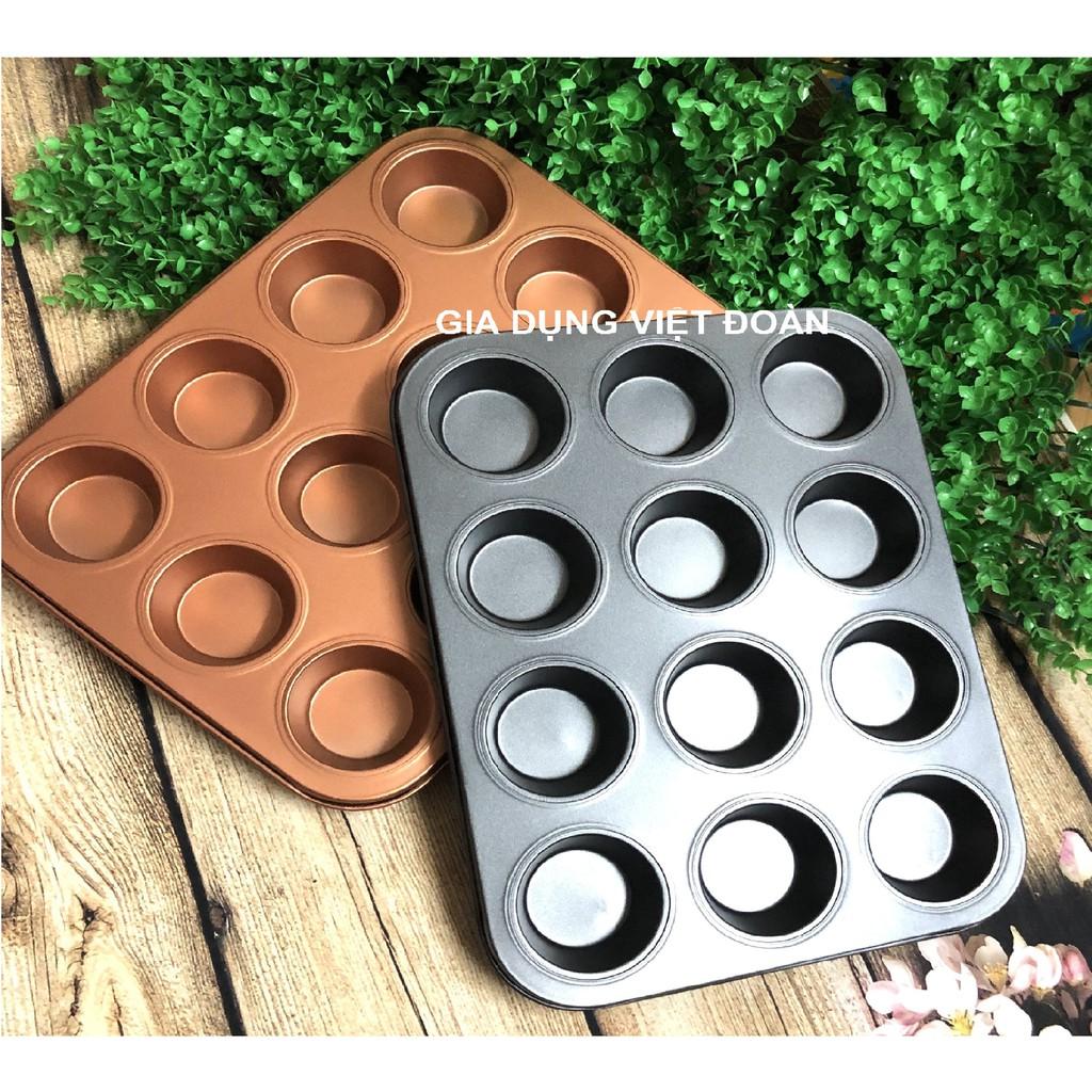 Khay Khuôn làm bánh CupCake Chống Dính Loại 6 và 12 ô. Dung cụ làm bánh NƯỚNG Muffin, Tart, Pie
