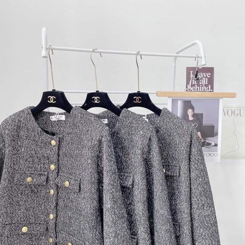 Áo dạ tiêu Tweed dáng vừa 2 lớp hàng quảng châu siêu cao cấp