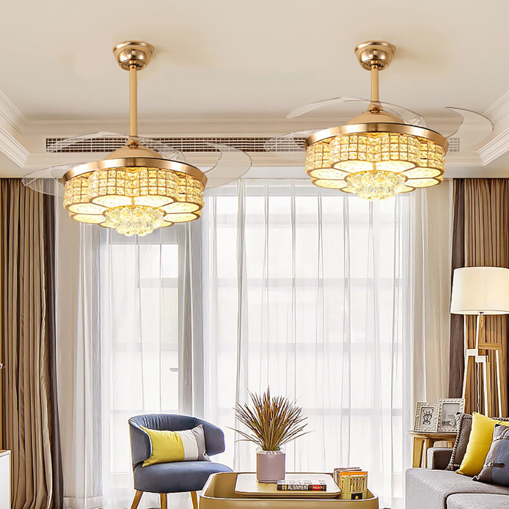Quạt trần đèn pha lê - HL-FAN008
