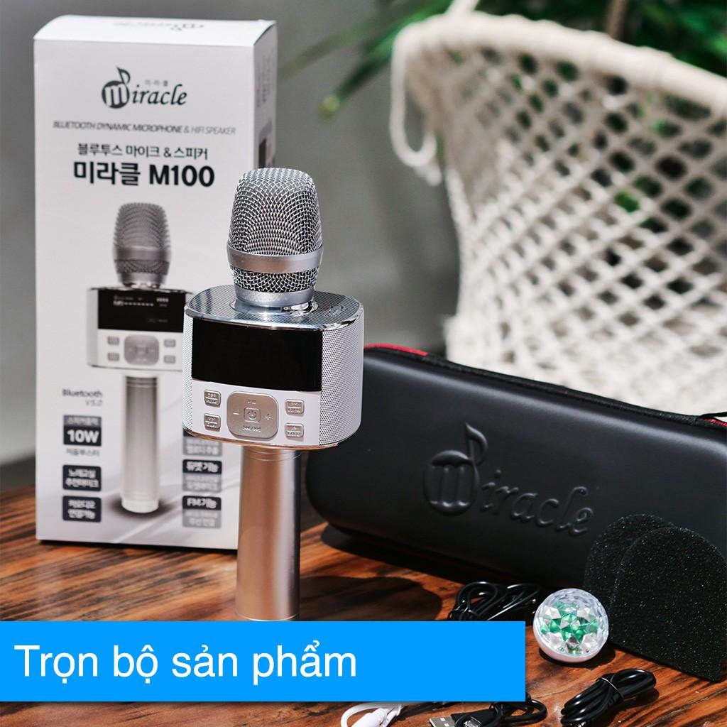 Micro Karaoke Bluetooth Hát Trên Điện Thoại  Hàn Quốc Miracle M100 màu trắng - Hàng Chính Hãng