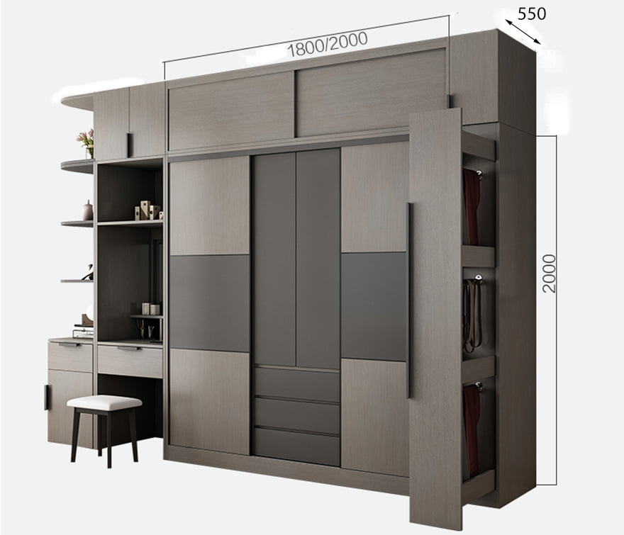 Tủ quần áo hiện đại thiết kế nhã nhặn