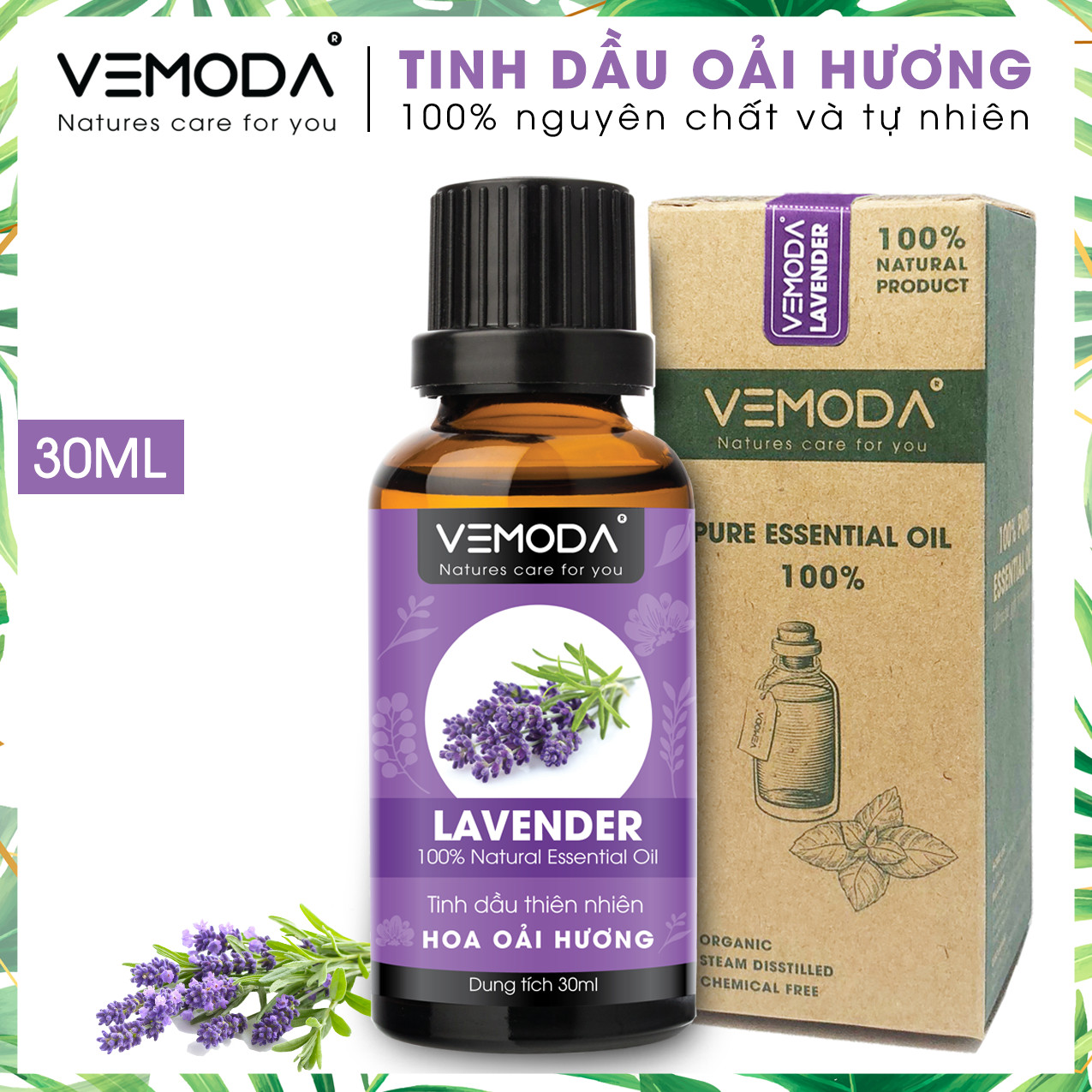 Hình ảnh Tinh dầu Oải hương cao cấp. Lavender Essential Oil. Tinh dầu xông phòng giúp thư giãn, giảm căng thẳng, khử mùi, nâng cao chất lượng giấc ngủ. Tinh dầu thơm phòng cao cấp Vemoda
