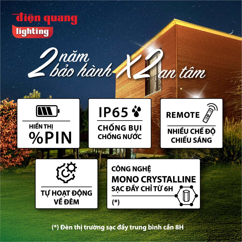 Bộ đèn LED Pha NLMT Điện Quang ĐQ LEDSLN 765 (Solar, IP65, daylight, công suất từ 60W - 300W)