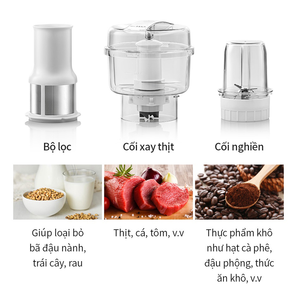 Máy xay sinh tố Locknlock 1.5L EJM416WHT Multi Blender 800W - Hàng chính hãng, nghiền nhuyễn đá, có lọc bã hạt - JoyMall