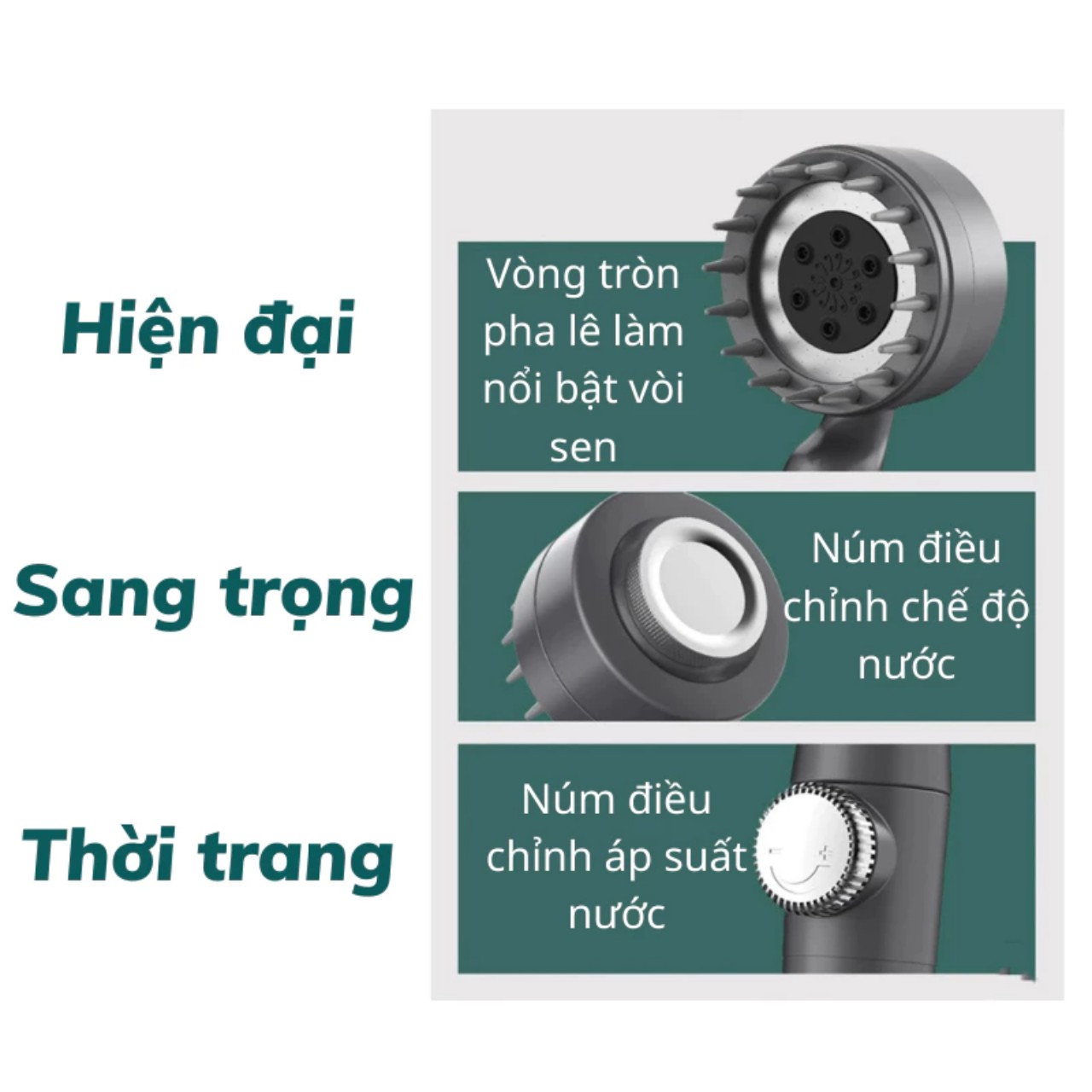 Vòi Sen Tăng Áp, Đầu Vòi Hoa Sen Mát Xa 4 Trong 1, 3 Chế Độ Áp Suất Cao Tiết Kiệm Nước, Lõi Cotton Lọc Cho Nhà Tắm - HÀNG CHÍNH HÃNG MINIIN