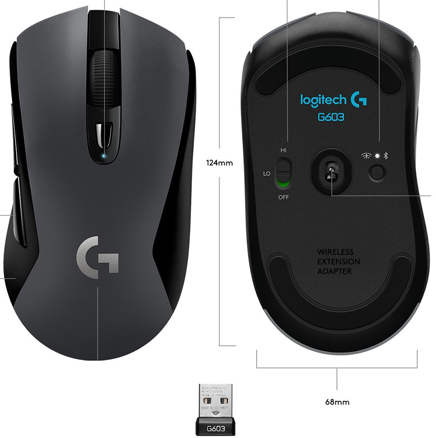 Chuột Chơi Game Không Dây Logitech G603 Lightspeed 12000DPI - Hàng Chính Hãng