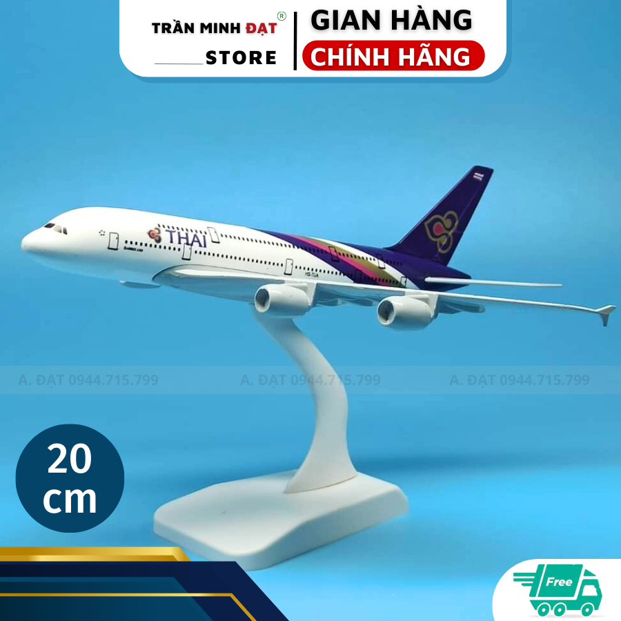 Mô Hình Máy Bay Trưng Bày Airbus Thai Airways Everfly - Trần Minh Đạt Store