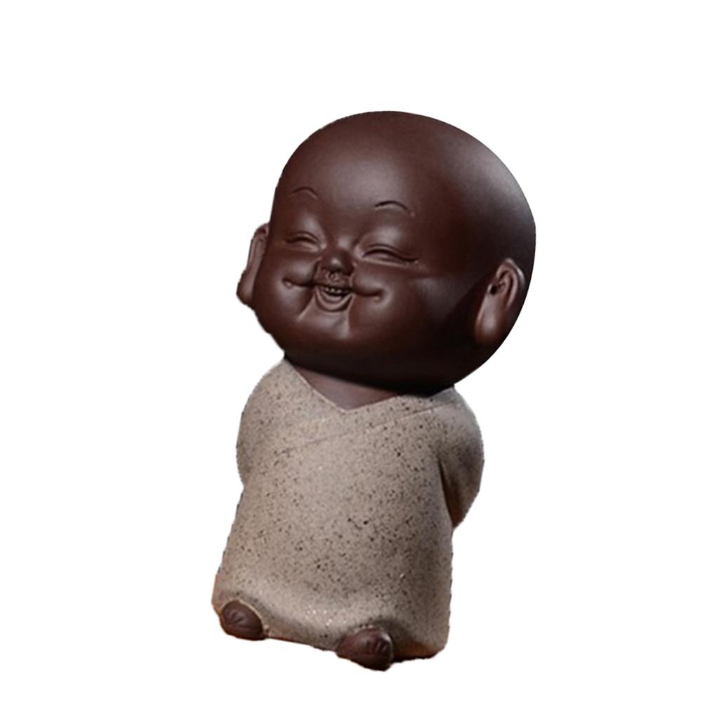 Mini Ceramic Buddha Statue Monk Tea Pet for Zen Garden Sand Meditation Home Office Table Decoration
