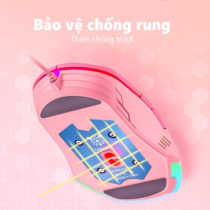 Chuột chơi game có dây ONIKUMA CW902 màu hồng với đèn RGB [Hàng chính hãng]