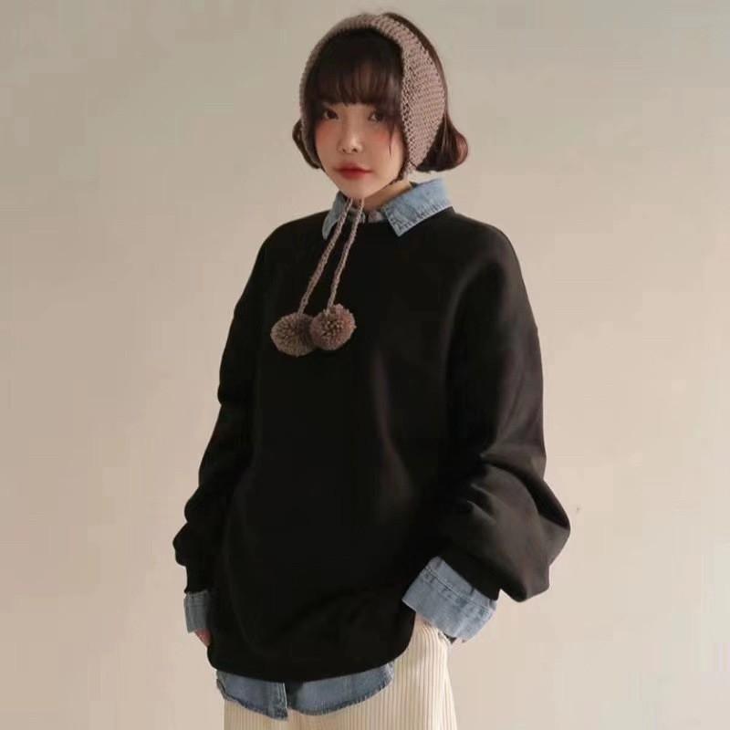 Mũ len giữ ấm trang trí quả bông xinh xắn cho nữ