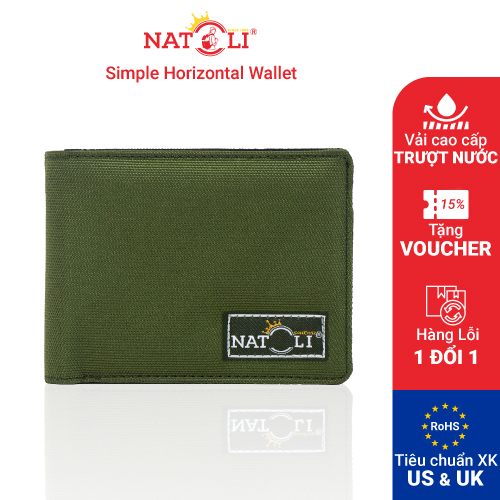 Ví da nam nữ dáng ngang NATOLI gập đôi đựng thẻ cầm tay cao cấp BST Simple Horizontal Wallet V4
