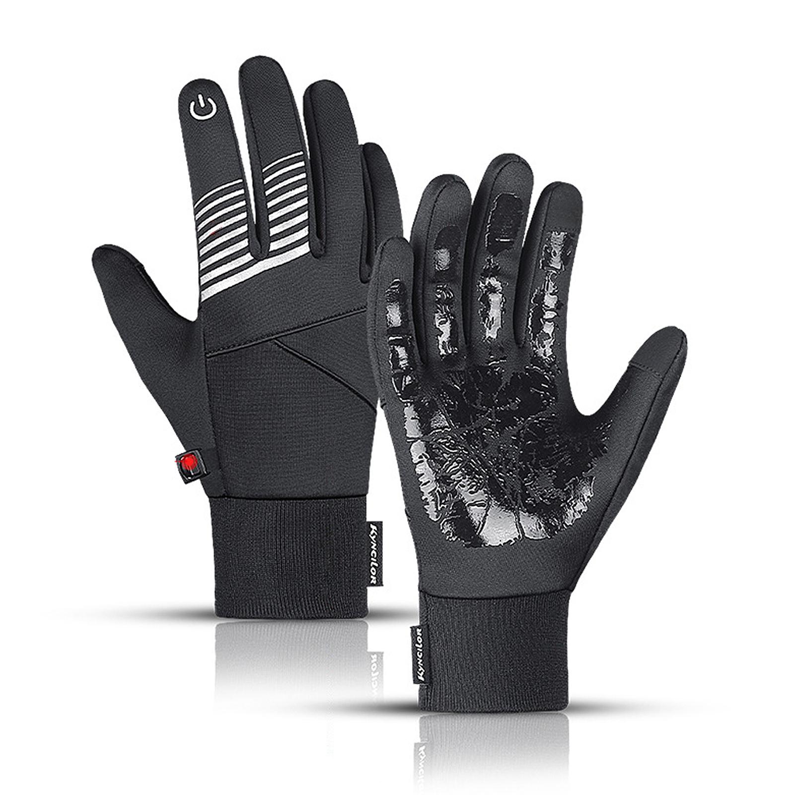 Kyncilor Cycling Gloves Waterproof Touchscreen Gloves Winter Warm Gloves Windproof Anti-slip Sports Thermal Gloves