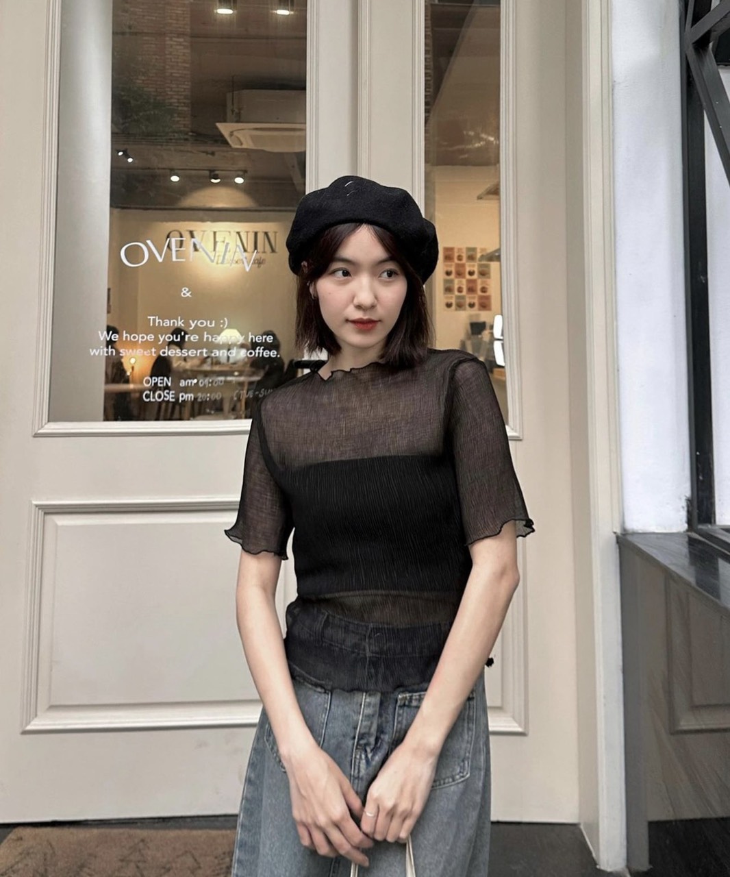 O THUN CROPTOP ỐNG + ÁO LƯỚI TAY NGẮN SUÔNG TRƠN ĐI TIỆC ĐI CHƠI DẠO PHỐ ĐI BIỂN ĐI LÀM CÔNG SỞ