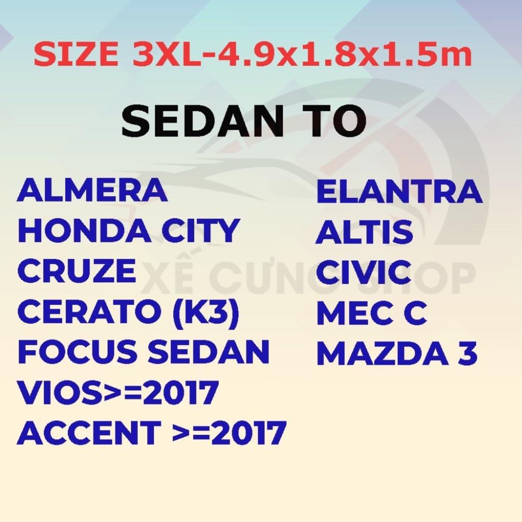 Bạt phủ xe ô tô TOYOTA Innova,Fortuner,Vios,Wigo,Raize,Camry,Altis,Rush,...3 lớp chống xước có khóa kéo cánh cửa