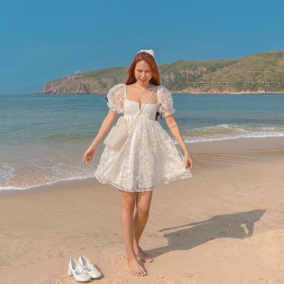 ĐẦM BABYDOOL HOA TRẮNG