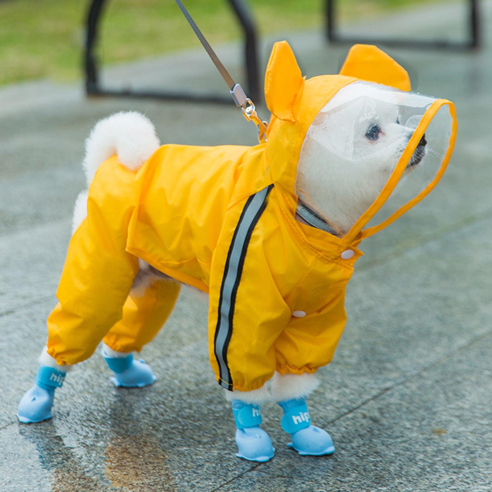 Pet Dog Puppy Raincoat Hooded Rain Coat Waterproof Jacket Raincover Clothes