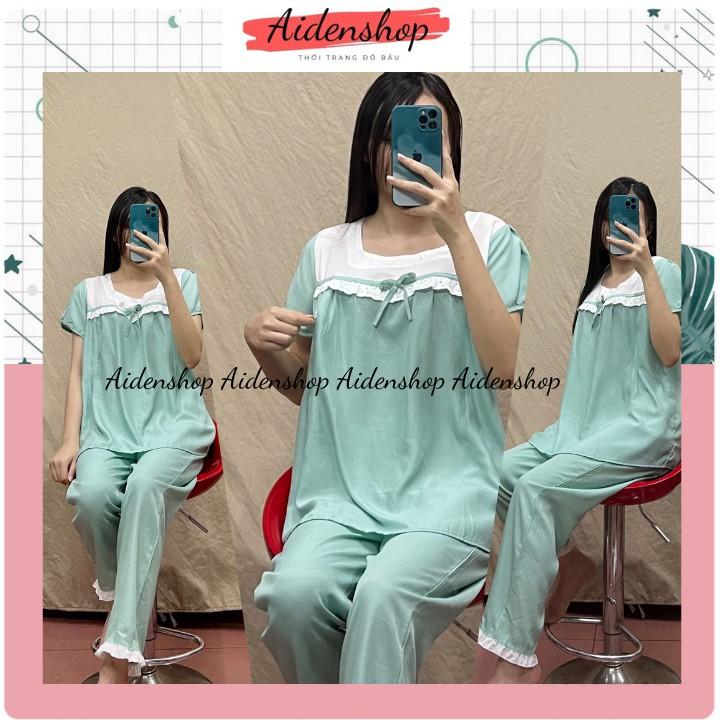 Đồ bộ sau sinh mùa hè chất đũi mát mùa hè 2021 áo cộc quần dài