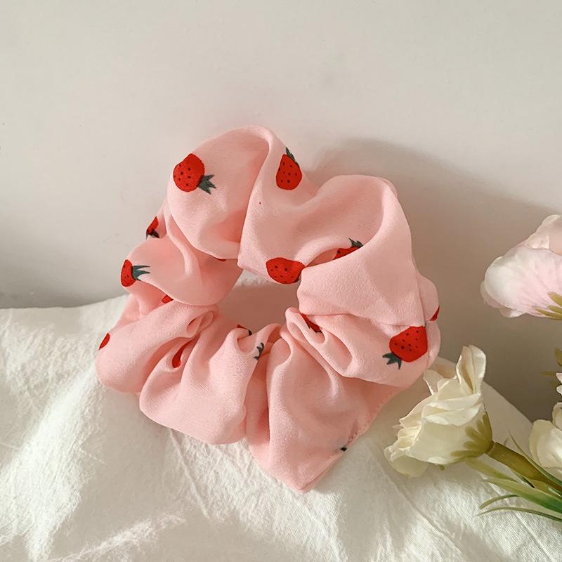 Scrunchies buộc tóc nhiều họa tiết; họa tiết trái cây nữ tính thanh lịch PK707-PK708