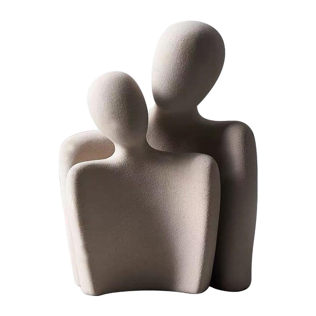 Romantic Couple Art Sculpture, Passionate Lover Statue Art Abstract Ceramic Ornament Figurine Home Office Shelf Decoration Marriage Celebration Crafts