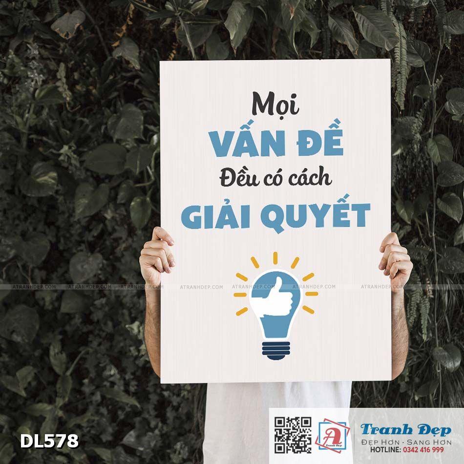 Tranh động lực trang trí phòng làm việc - Mọi vấn đề đều có cách giải quyết - v3 - DL578