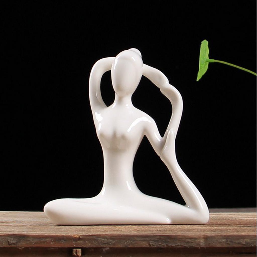 3x Ceramic Yoga Figure Ornament Statue Sculpture Garden Home Decor