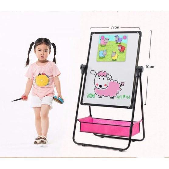 Bảng vẽ cho bé, bảng Flipchart 2 mặt xanh và trắng, viết bút lông và phấn, đồ chơi giáo dục thông minh bé