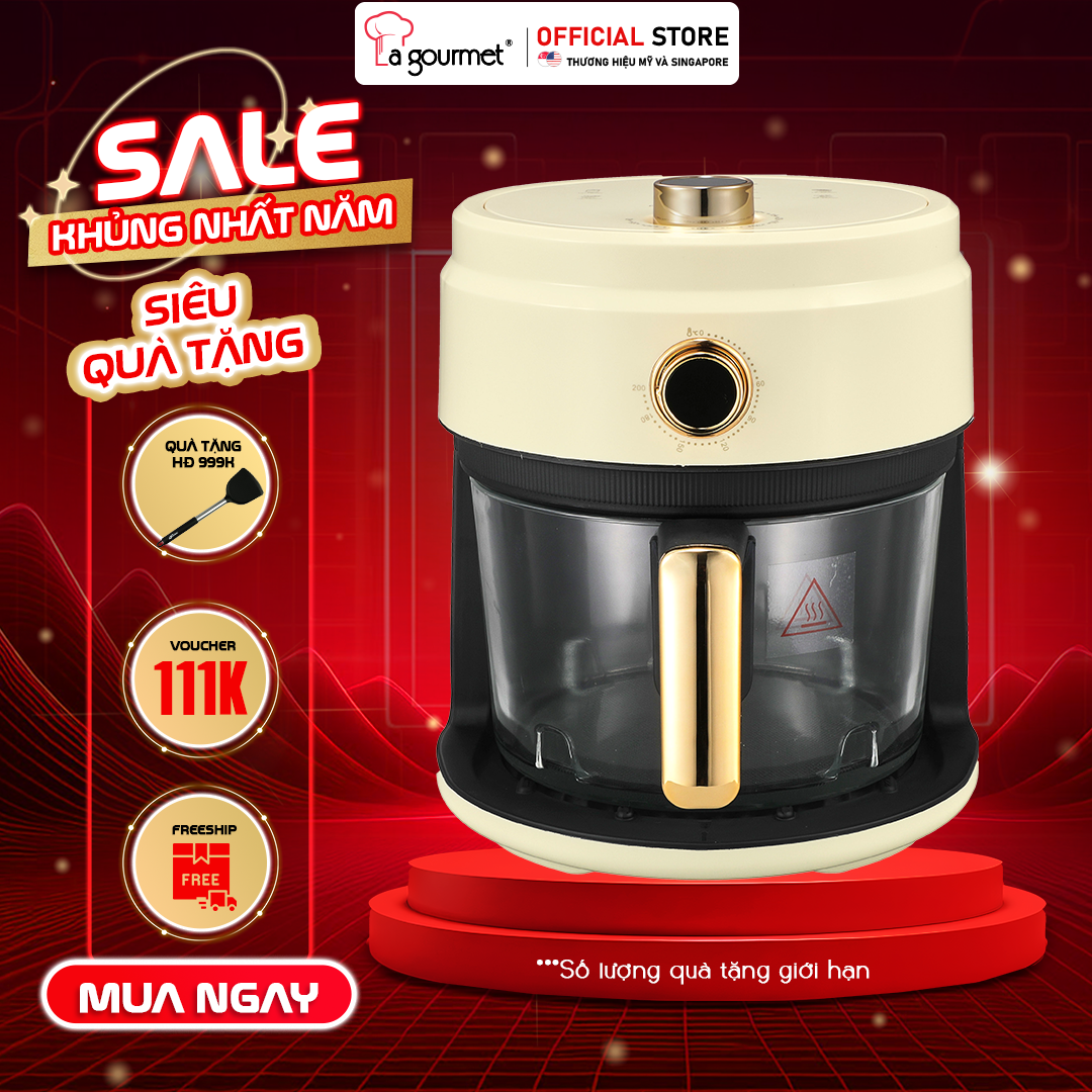 [Hàng chính hãng] Nồi chiên không dầu thủy tinh cao cấp La goumet 4L