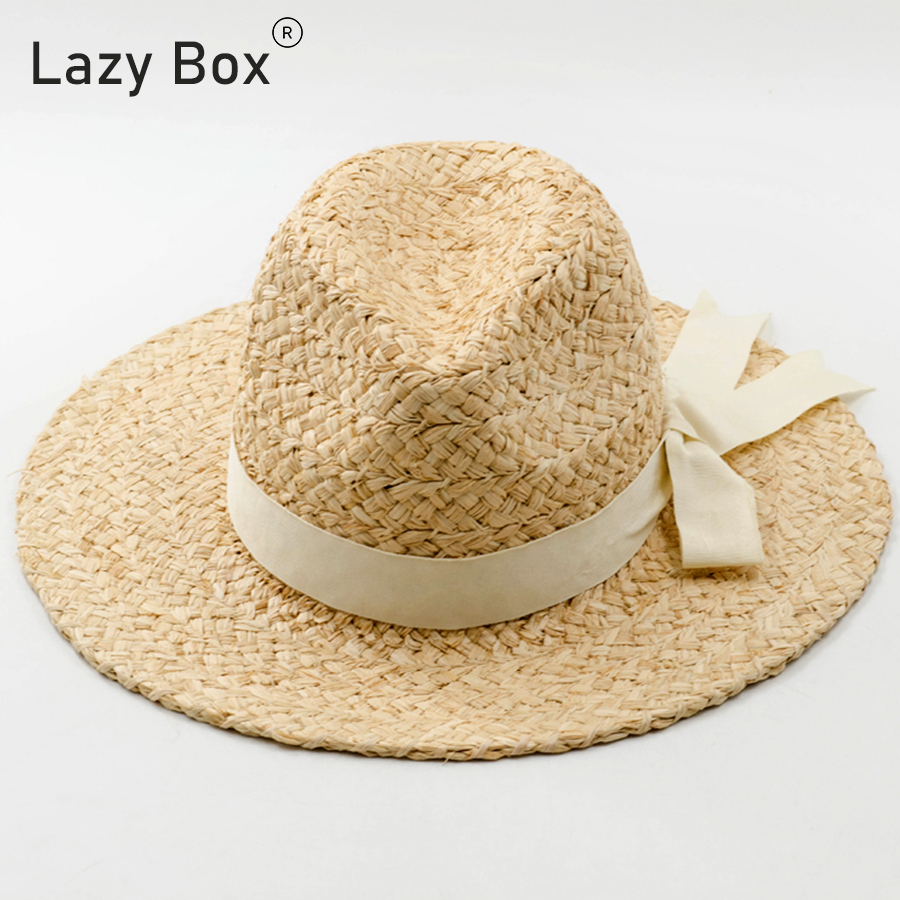 Mũ nón cói đi biển vành rộng dáng cowboy chất liệu raffia cao cấp