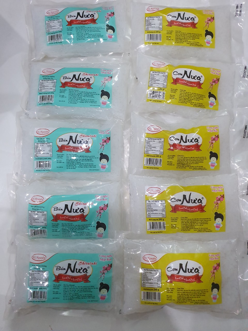 Combo 5 Gói Cơm Nưa 5 Gói Bún Nưa Vị Nguyên 240Gram