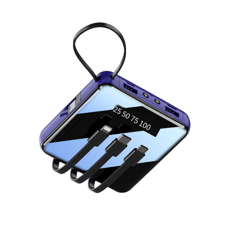 Đảm bảo chất lượng mini dung lượng lớn khép kín dòng dây gương sạc kho báu 20000 mAh màn hình hiển thị kỹ thuật số năng lượng di động in quà tặng