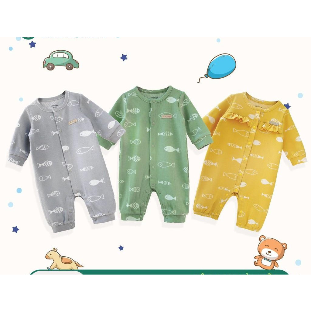 Bộ Body cúc giữa họa tiết cá từ 0-3m