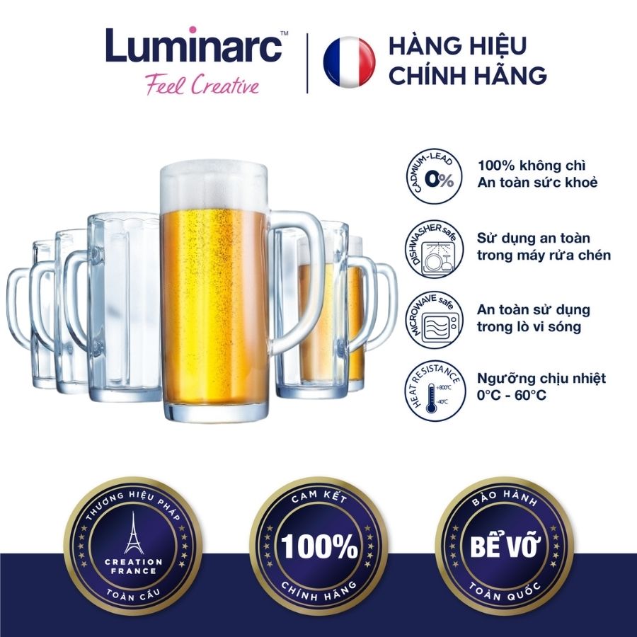 Bộ 6 Ly Bia Thuỷ Tinh Luminarc Mindel 380ml - LUMIG2617