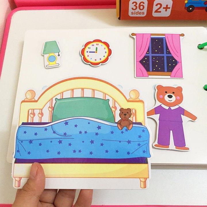 Học liệu bóc dán montessori 17 chủ đề giáo dục sớm thông minh cho bé, quiet book, busy board, Tái Sử Dụng nhiều lần