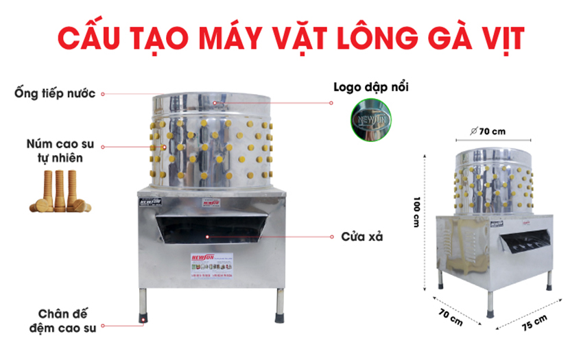 Máy Vặt, Nhổ Lông Gà Vịt Ngan NEWSUN 70 Cm - Hàng Chính Hãng