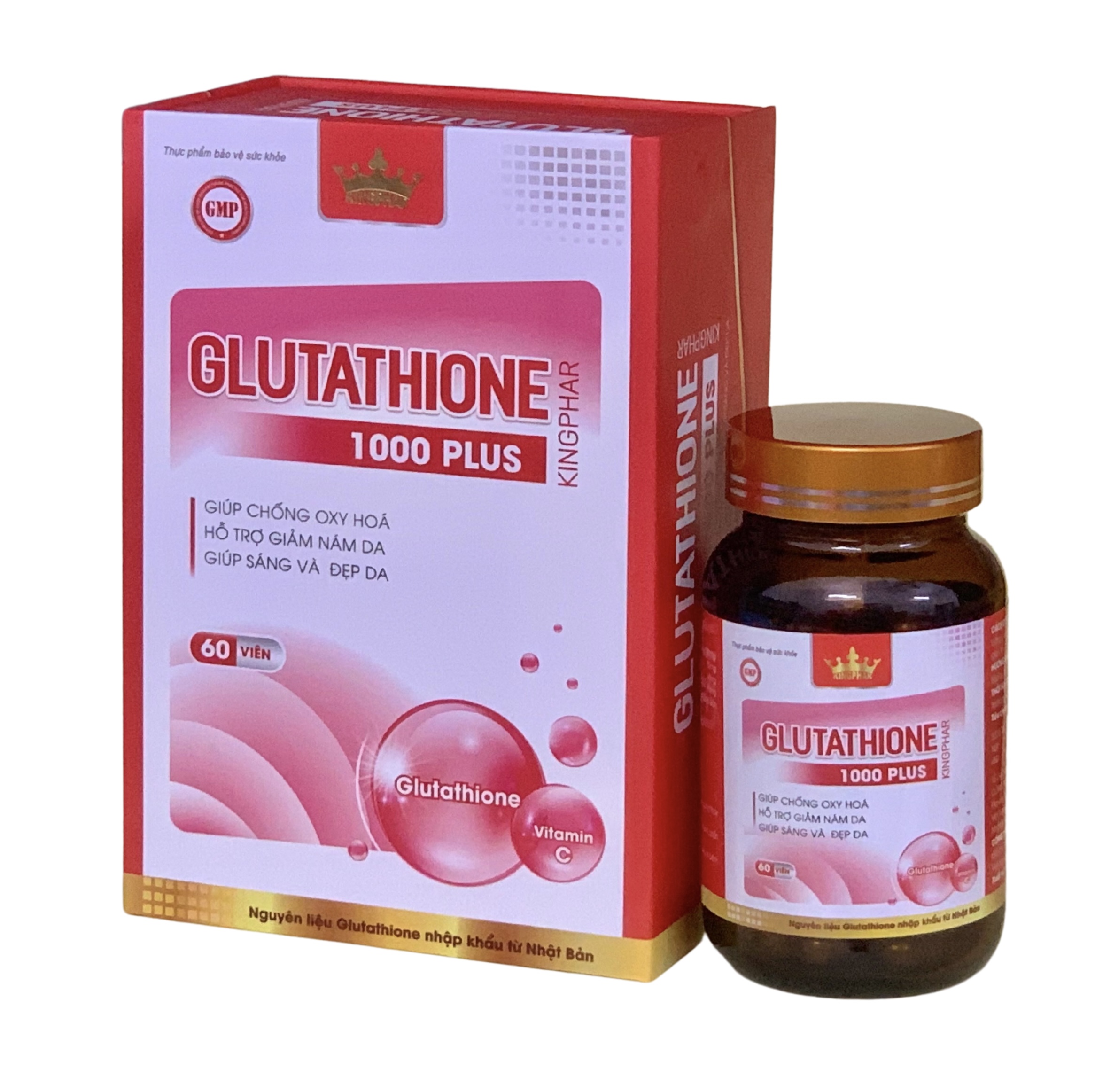 ￼Viên uống trắng da Glutathione 1000 plus Kingphar, hộp 60 viên