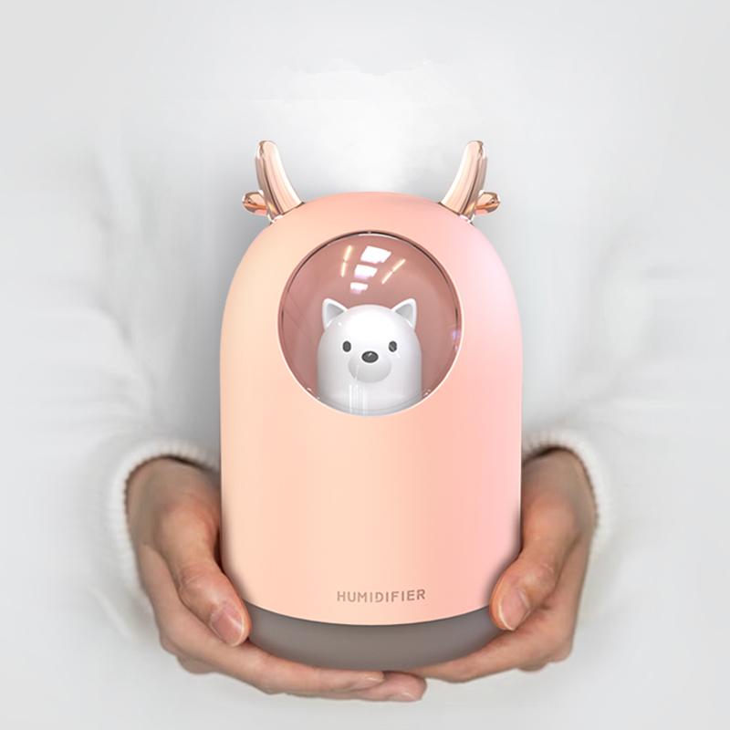 Thiết Bị Gia Dụng USB Tạo Độ Ẩm 300 Ml Thú Dễ Thương Siêu Âm Cool Mist Hương Thơm Không Khí Máy Khuếch Tán Tinh Dầu Màu Sắc Lãng Mạn LED Humidificador