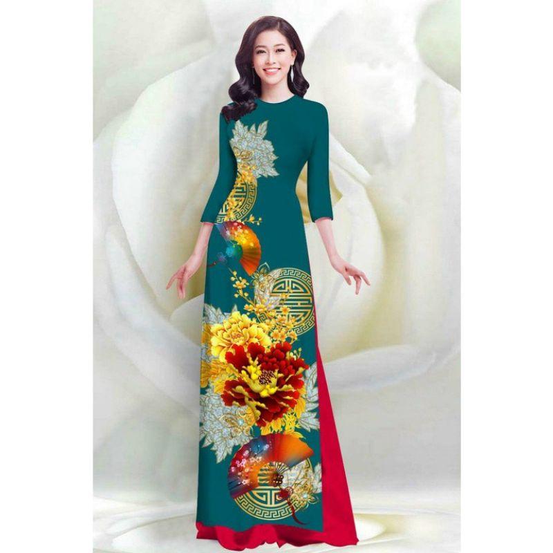 SÉT ÁO DÀI LỤA HỌA TIẾT HOA MẪU ĐƠN 4D VN