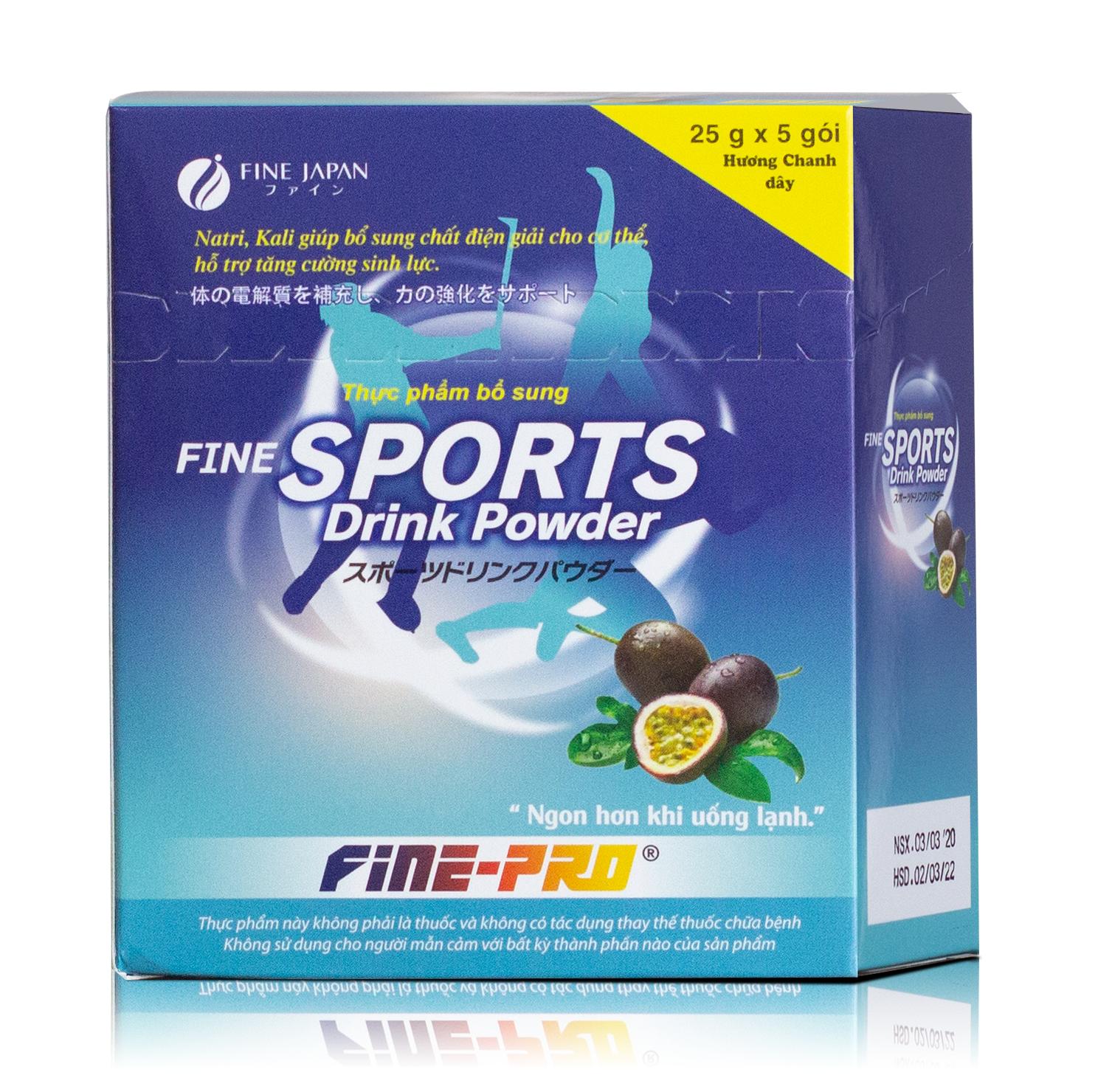 Combo 5 hộp Bột Pha Uống Bù Điện Giải FINE Sport Drink Powder