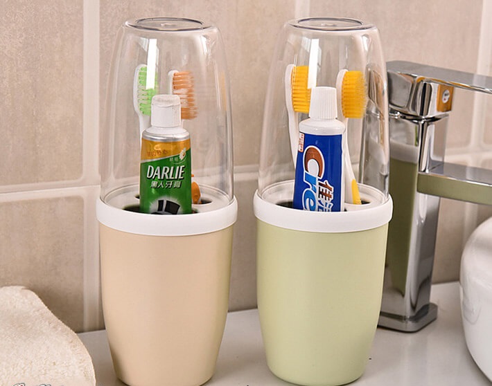 Hộp Đựng Bàn Chải Kem Đánh Răng Kèm Ly Chống Khuẩn 2 Trong 1