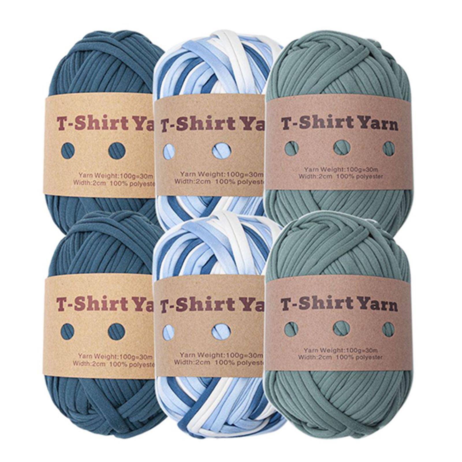 6x T Shirt Yarn 3 Colors Easy to Wash Knitting Yarn for Blanket Throw Pillow