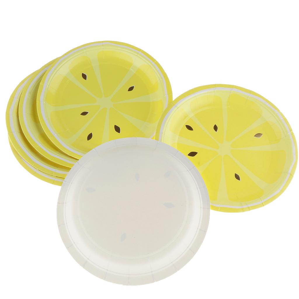 8 Pieces Gilding Fruit Lemon Paper Plates Disposable Party Cake Tray