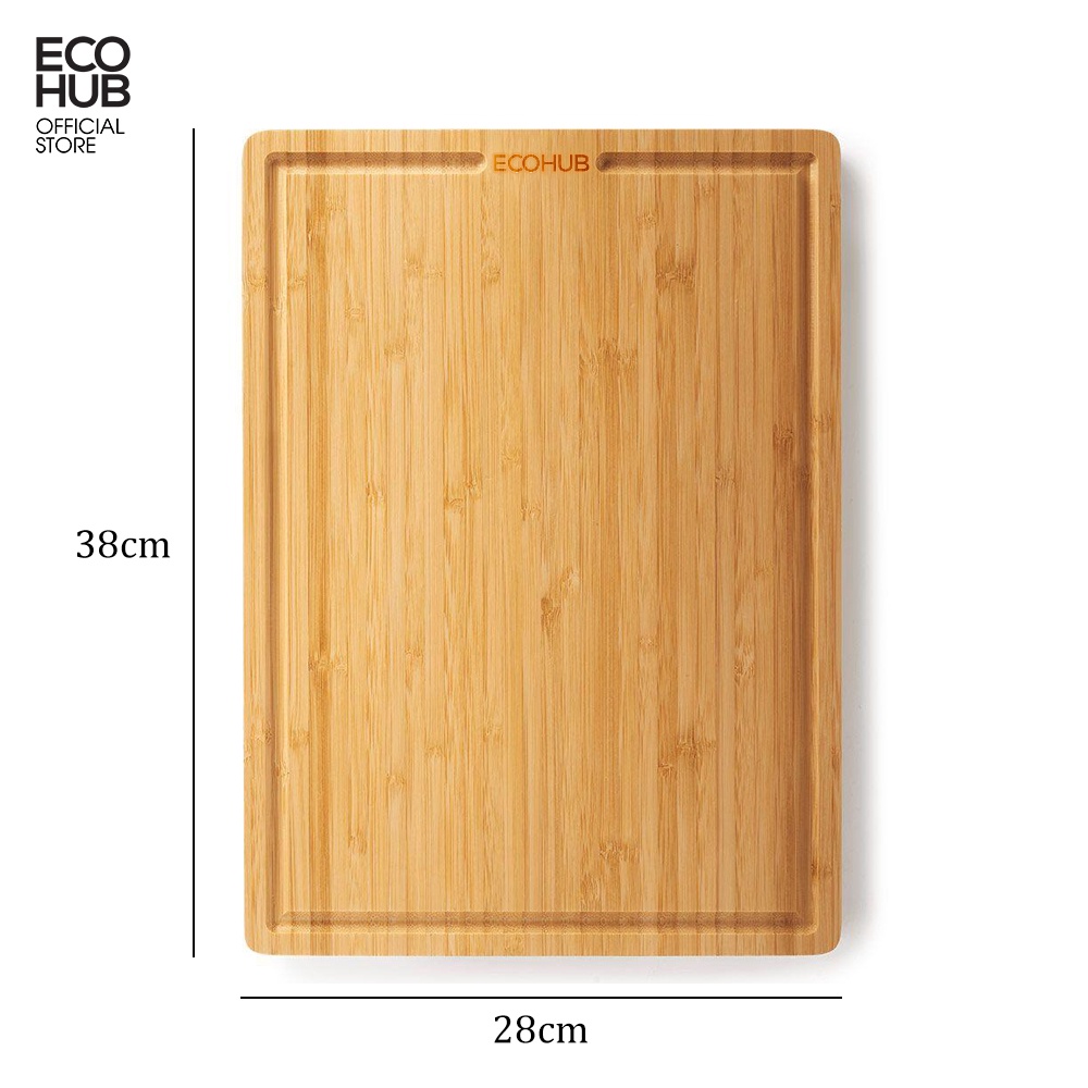 Thớt gỗ tre tự nhiên ECOHUB có tay cầm size 28x38cm | EH099 (Bamboo Cutting Board) Không có đánh giá