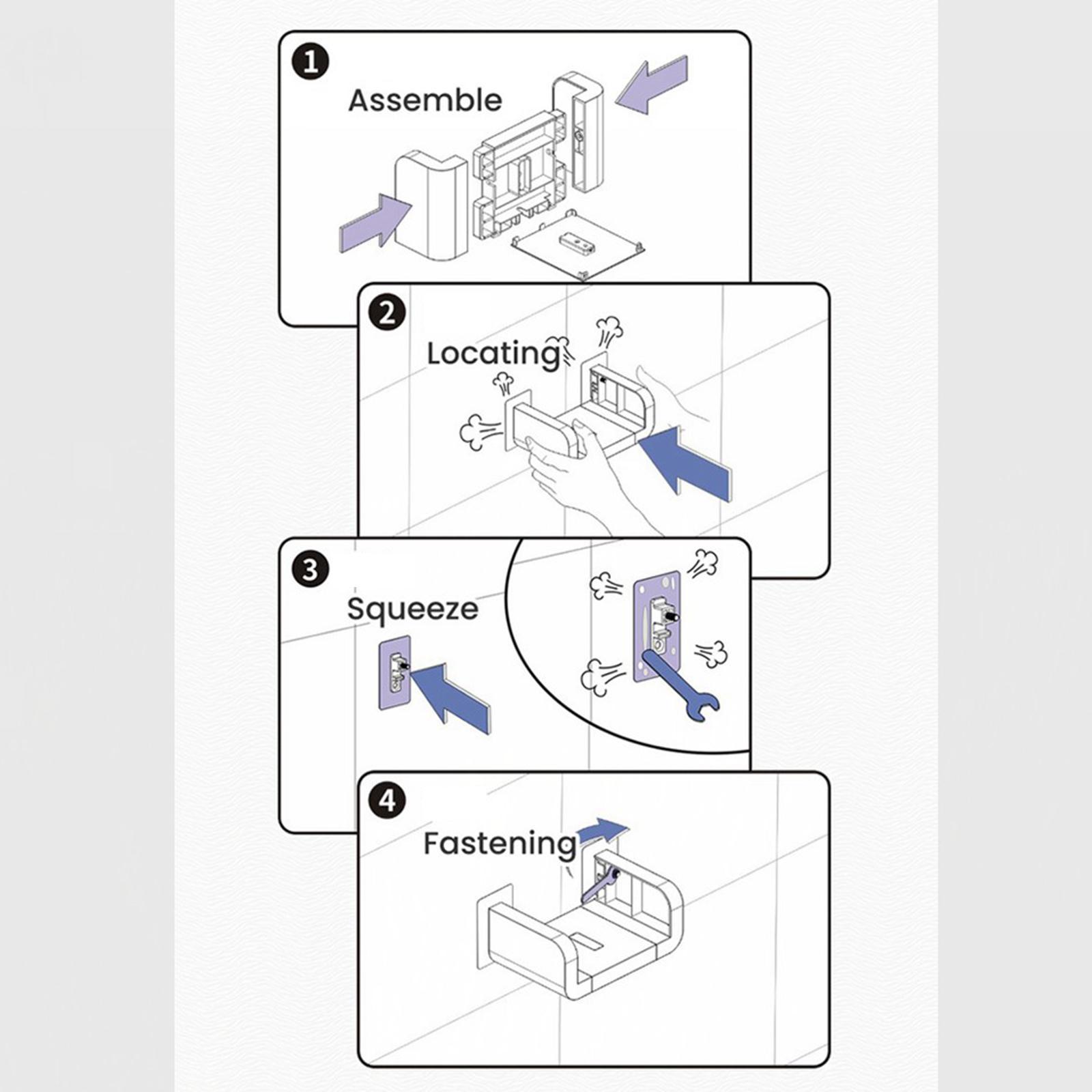 Floating Wall Shelves White U Shaped for Bathroom Display Organizer