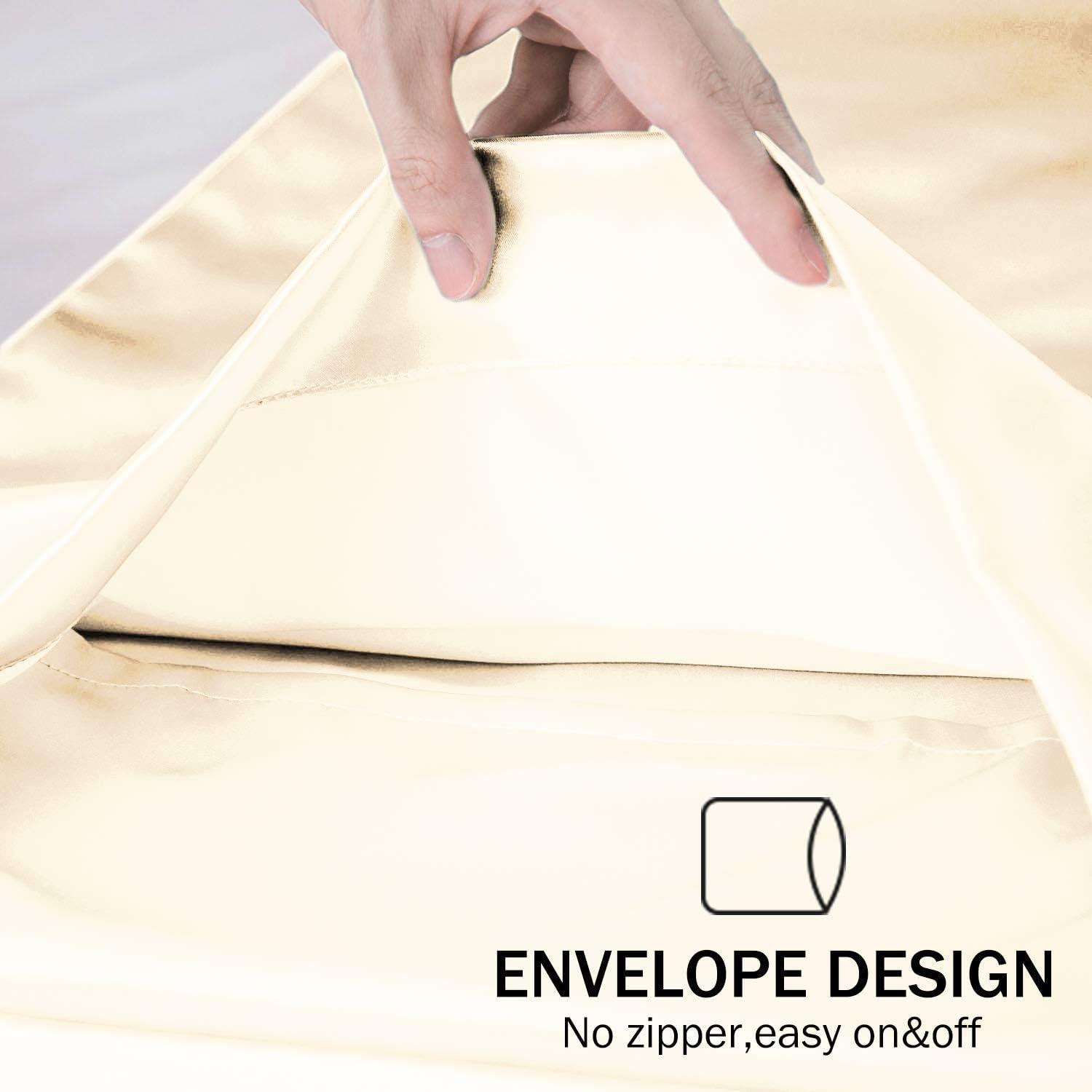 Bộ 2 Vỏ Gối Satin, Vỏ Gối 100% Microfiber Mềm Mại Chăm Sóc Da Và Chống Rụng Tóc, Diệt Sâu Và Không Gây Dị Ứng, Bơ, 48 x 74cm