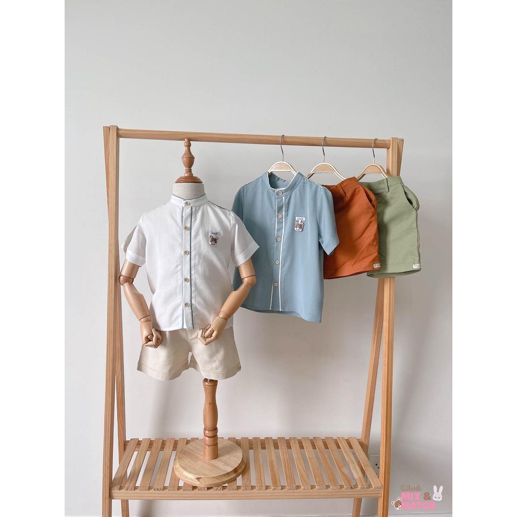 Combo kết hợp quần short linen Unisex cho bé ECOBAMBI