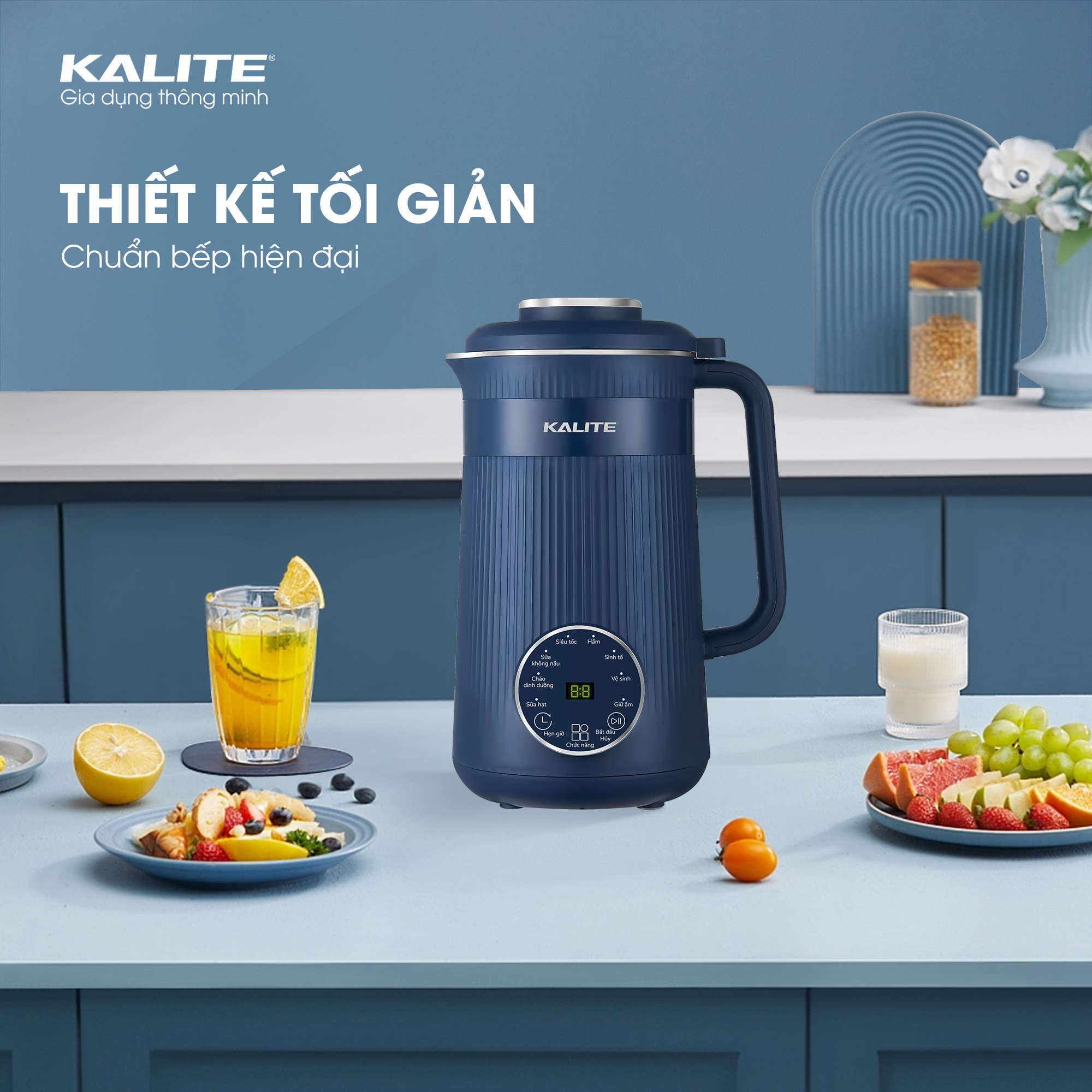 Máy làm sữa hạt mini Kalite KCB12B, dung tích 1.2l, đa chức năng cao cấp, thiết kế hiện đại, hoạt động êm ái bền bỉ- hàng chính hãng